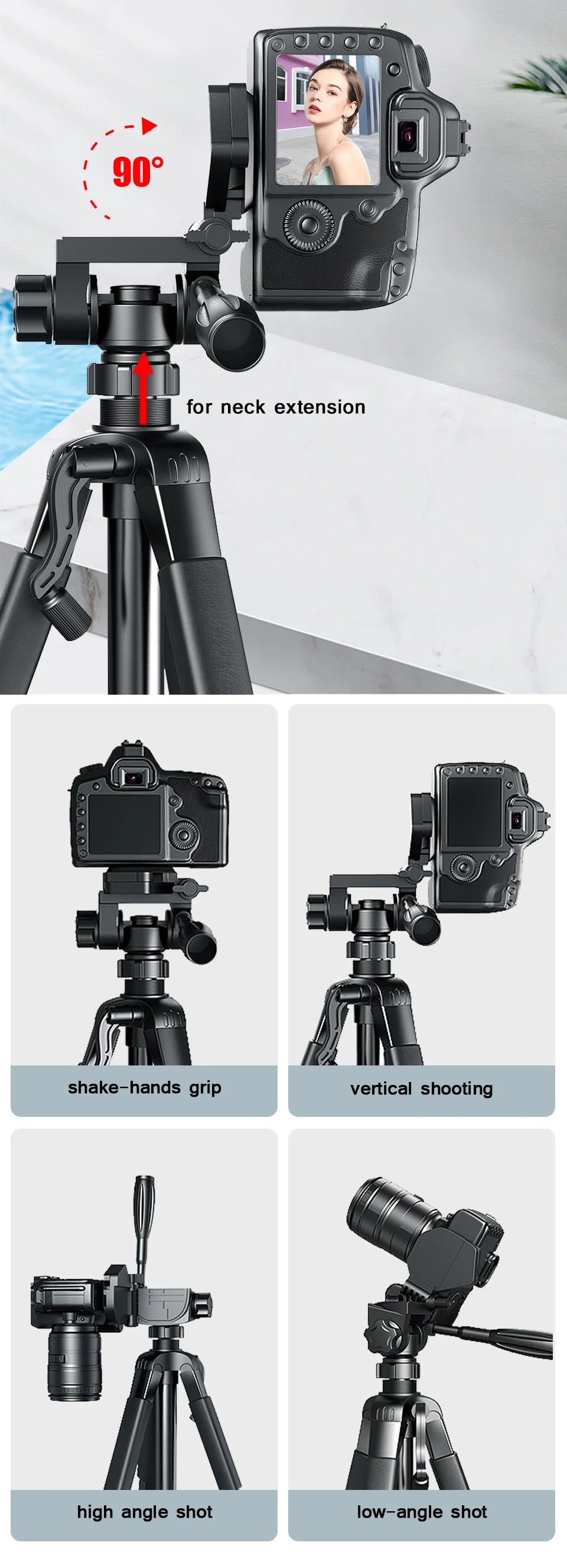 Professional Camera Tripod - 140cm Aluminum Stand for DSLR and Phone Photography