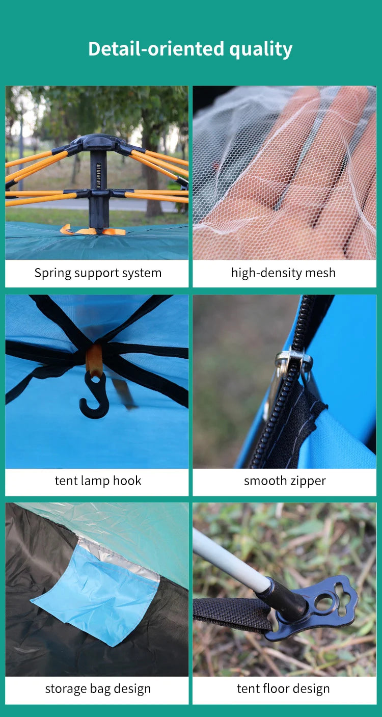 Portable Folding Tent - 3-4 Person Automatic Camping Tent Rain & Sun Proof