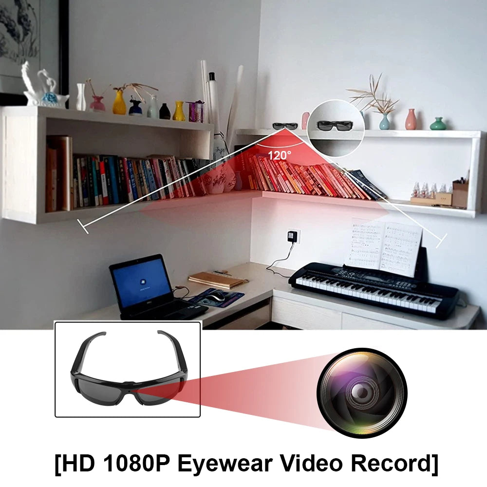 1080P HD Glasses Camera - Wearable Sunglasses Video Recorder for Sports
