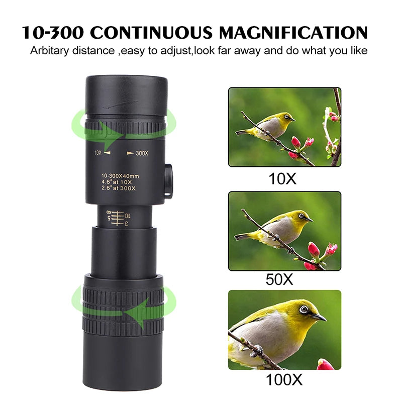 300X40 Monocular Telescope - Professional Long Range Outdoor Telescope with Phone Mount