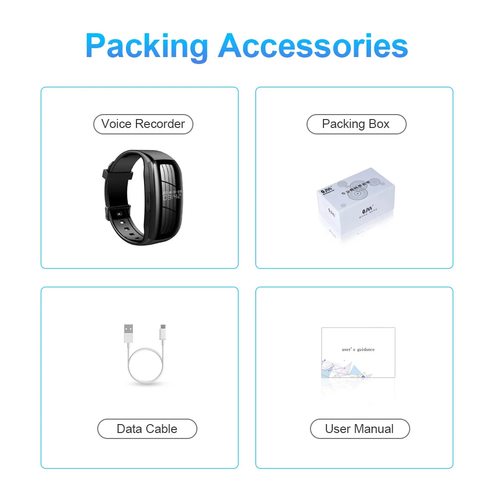 8-256GB Video Mini Camera Watch Audio Voice Recorder Bracelet USB Flash Driver Dictaphone Noise Reduce Sound Recording Wristband