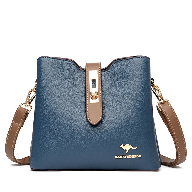 3-Layer Large Capacity Handbag - Designer Leather Crossbody Messenger Bag