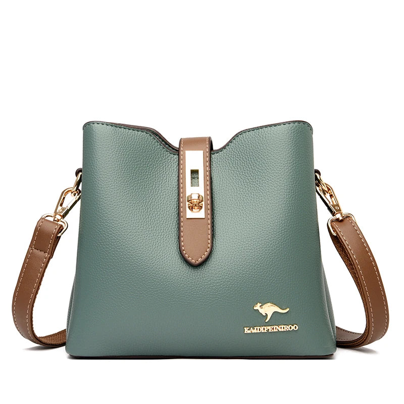 3-Layer Large Capacity Handbag - Designer Leather Crossbody Messenger Bag