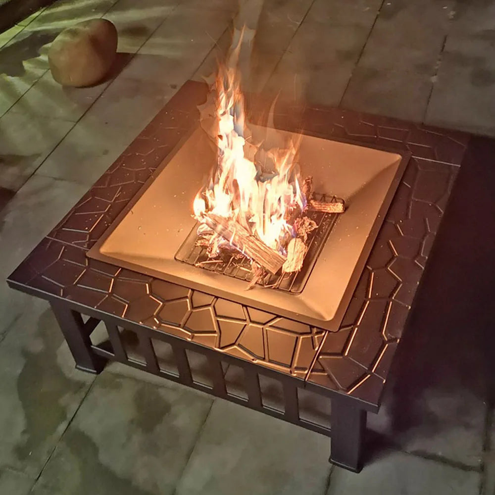 3-in-1 Outdoor BBQ Grill - Charcoal Fire Pit and Camping Table Set