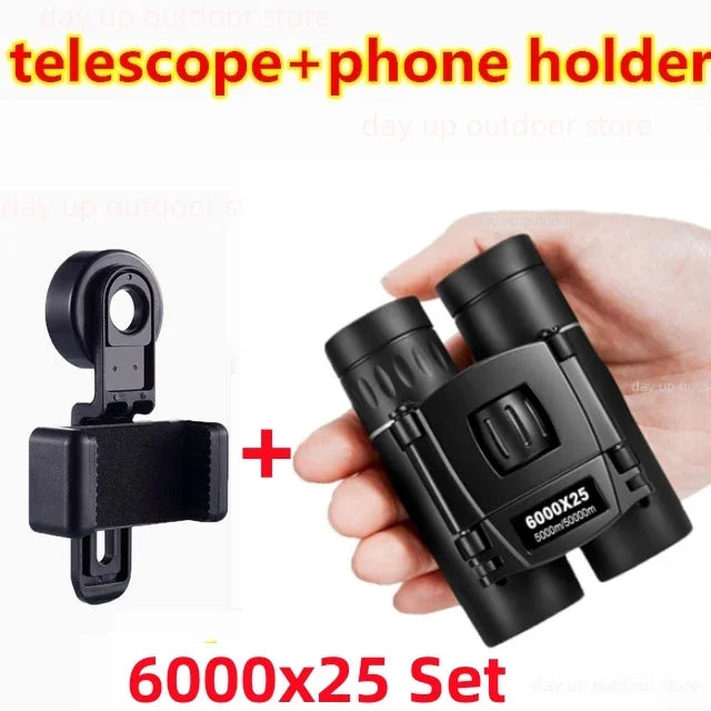 9000x25 HD Zoom Portable Powerful Binoculars Long Range BAK4 Telescope Jumelles Folding BAK4 Binoculars for Hunting Camping