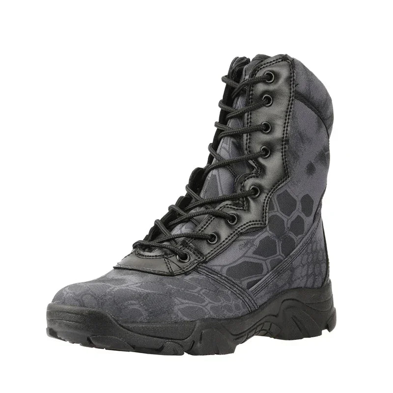Tactical Camouflage Combat Boots - Lightweight Hunting & Hiking Boots with Zipper