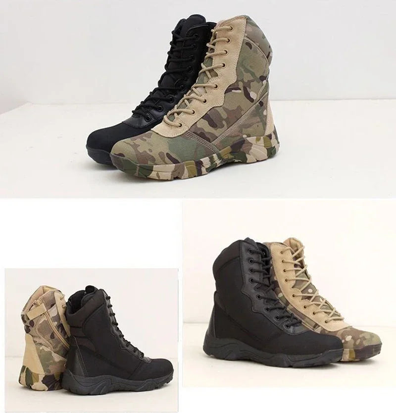 Tactical Camouflage Combat Boots - Lightweight Hunting & Hiking Boots with Zipper