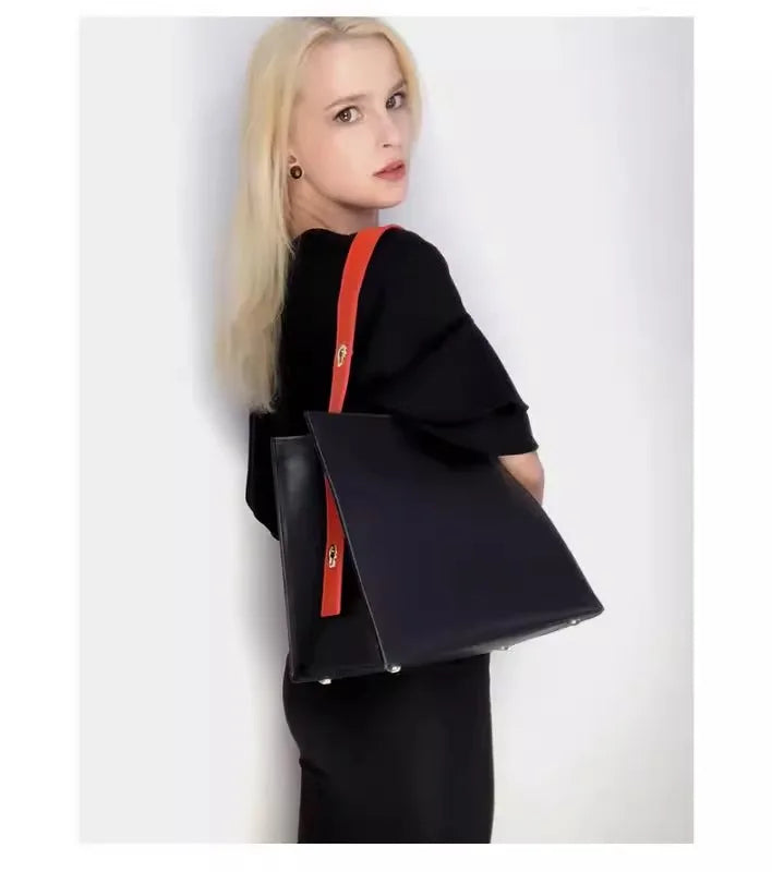 Premium Composite Tote Bag - Large Leather Handbag with Patchwork Design