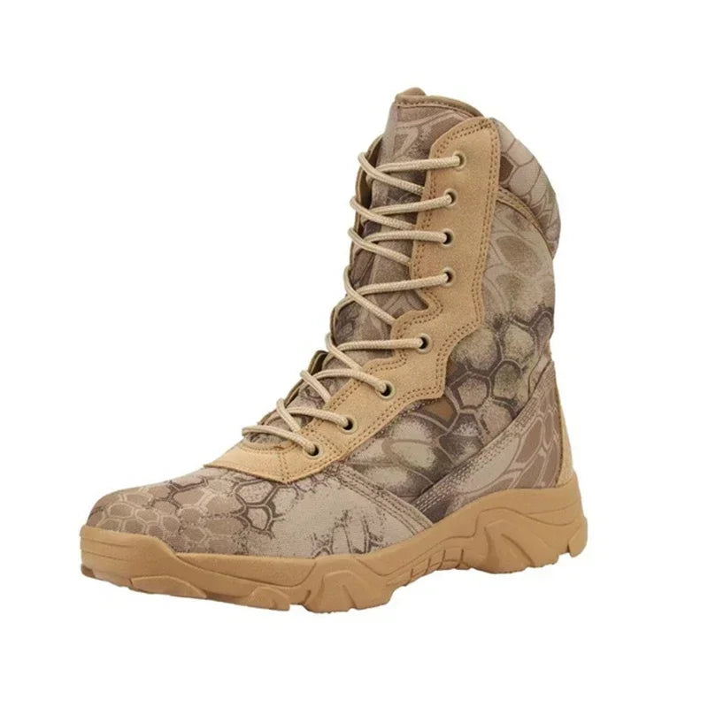 Tactical Camouflage Combat Boots - Lightweight Hunting & Hiking Boots with Zipper