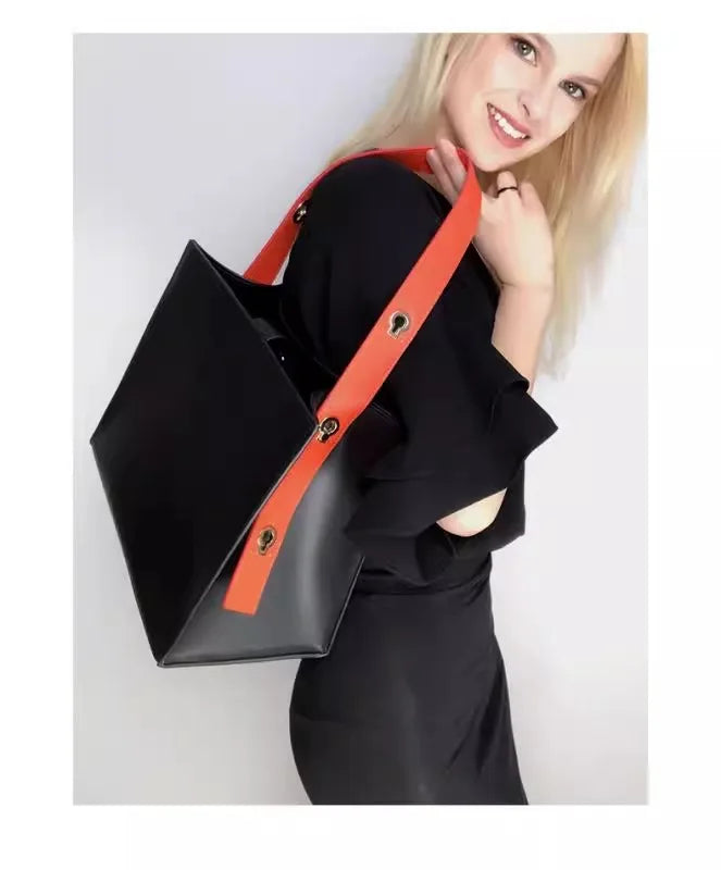 Premium Composite Tote Bag - Large Leather Handbag with Patchwork Design