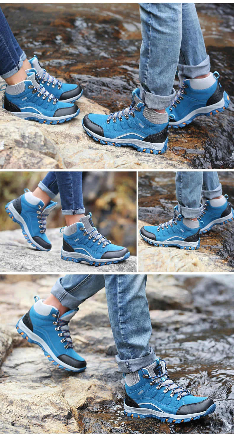Women's Winter Hiking Boots - Leather Outdoor Trekking Shoes with Ankle Support