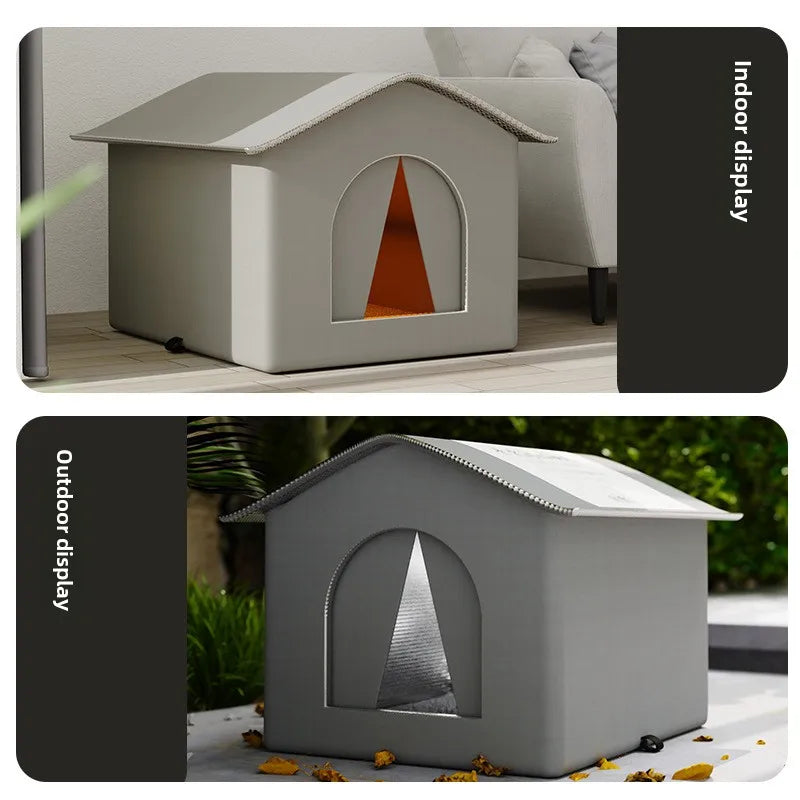 Waterproof Pet House - Outdoor Winter Warm Cat Dog Cave Bed