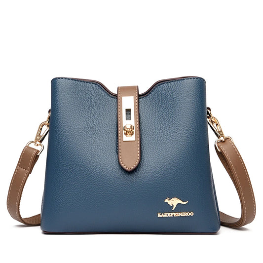 3-Layer Large Capacity Handbag - Designer Leather Crossbody Messenger Bag
