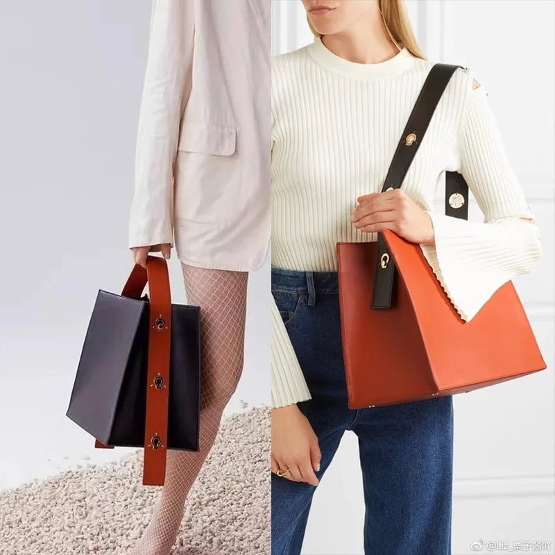 Premium Composite Tote Bag - Large Leather Handbag with Patchwork Design