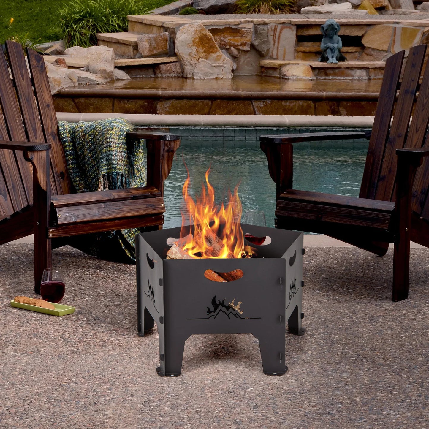 Portable Collapsible Fire Pit - Outdoor Wood Burning Pit with Storage Bag