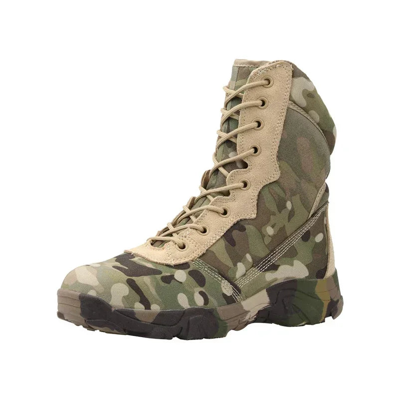Tactical Camouflage Combat Boots - Lightweight Hunting & Hiking Boots with Zipper