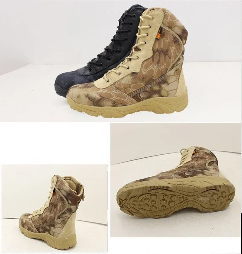 Tactical Camouflage Combat Boots - Lightweight Hunting & Hiking Boots with Zipper