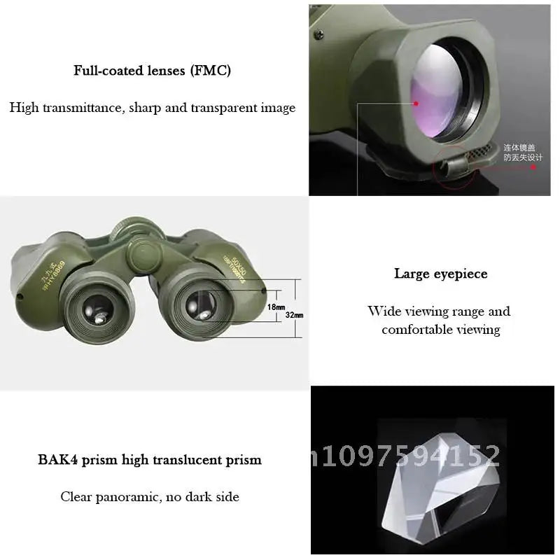 Professional HD Binoculars - Long Range Telescope with BAK4 Prism (50x50/60x60/80x80)