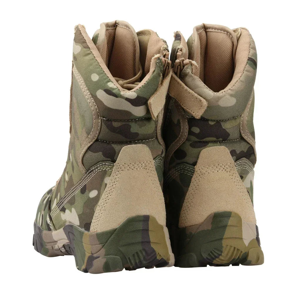 Tactical Camouflage Combat Boots - Lightweight Hunting & Hiking Boots with Zipper