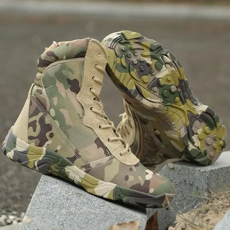 Tactical Camouflage Combat Boots - Lightweight Hunting & Hiking Boots with Zipper
